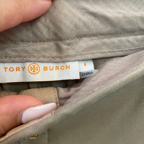Tory Burch Trouser Pants Tessa Khaki Tan Relaxed Preppy Dress Work Size 4 - Picture 2 of 5
